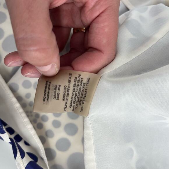 Alice + Olivia Silk Mini Dress Polka Dot Blue White Racerback Small - Picture 9 of 9